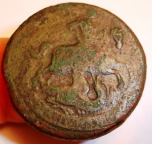 две копейки 1757 год (сетчатый гурт)