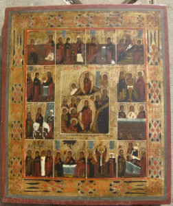 икона 13 праздников на серебре.