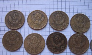 5 копеек 1946-1948-1952-53-54-55-56-57 гг из обращ