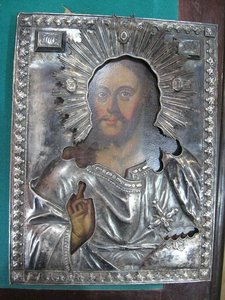 Икона Иисус Христос ( серебро 1822 год )