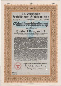 Germany Bond 100, 50000 Reichsmark 1940