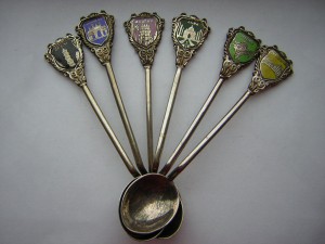 Серебряные ложечки___эмаль,6шт. (Индия)