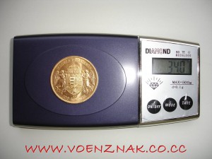 Золотая монета 100 крон, 34г
