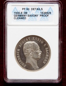Саксония 3 марки 1908 год. Proof