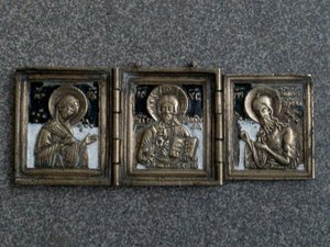 ПЛАСТИКА. Складень ДЕИСУС. Эмали. ВЫГ. 18 век.