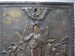 Иоанн предтеча. Оклад серебро, кованное.