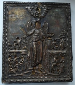 Иоанн предтеча. Оклад серебро, кованное.