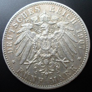 5 марок Вюртенберг 1907г.