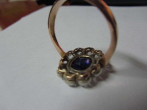 Кольцо с сапфироми 10шт брилиантами