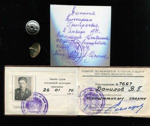 Судья всесоюзной категории с удостоверением и фото