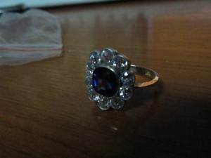 Кольцо с сапфироми 10шт брилиантами