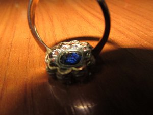 Кольцо с сапфироми 10шт брилиантами