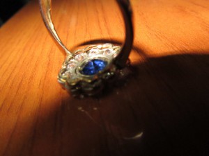 Кольцо с сапфироми 10шт брилиантами