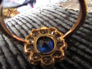 Кольцо с сапфироми 10шт брилиантами