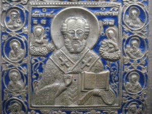 Плакетка (Св. Николай со святыми в медальонах) эмаль
