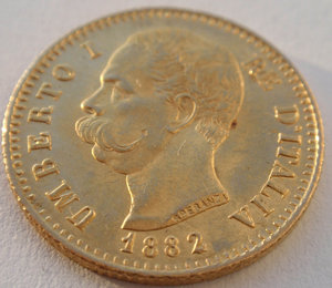 20 лир Италия 1882 г