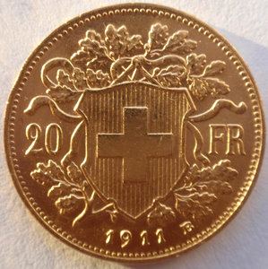20 франков Швейцария 1911 год