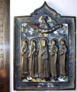 Избранные святые, крупная, 6 эмалей, 19 век!!!