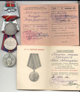 Выслуга 20 лет МООП  ЭстССр+15 лет МВД+50 лет милиции