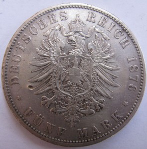 5 марок 1876 PREUSSEN(2шт одним лотом)