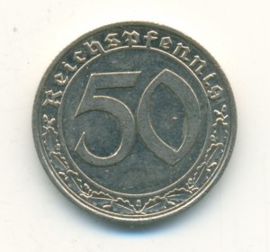 50 райхспфеннигов 1939, В НИКЕЛЕ. About Uncirculated.