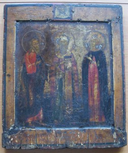 Икона Трое Сятых. 18 в. Ярославль. Аналой. С рубля.