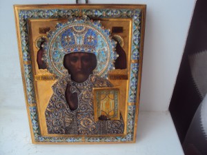 икона Николай Чудотворец серебро 84 эмали!