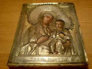 Икона ИВЕРСКАЯ БОГОМАТЕРЬ.Оклад Серебро