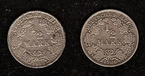 1/2 марки 1906 + 1/2 марки 1912