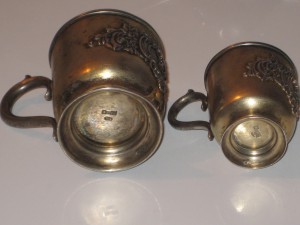 Мужская и женская кружка, к 10-ти летию серебро 1898 год