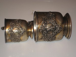 Мужская и женская кружка, к 10-ти летию серебро 1898 год