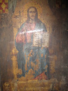 большая икона "Спаситель на троне" 135 см.