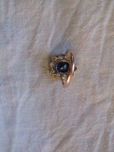 Кольцо с сапфироми 10шт брилиантами