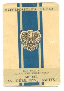 Польская медаль "За Одер и Вислу" с доком на нашего!