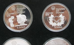 Монреаль 1976 набор 4 монеты ПРУФ  4,3358 oz ASW кожа/дерево