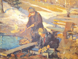 ПЛАКАТ ВЕСНА. ПИОНЕРЫ У РЕКИ