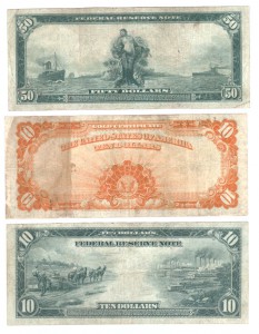 $50 1914, $10 1914, $10 1922 Gold