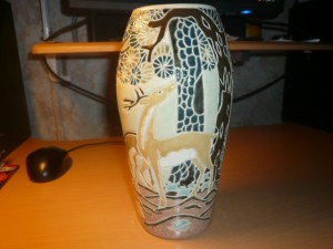 ваза фаянс-роспись эмалями 60-70-гг