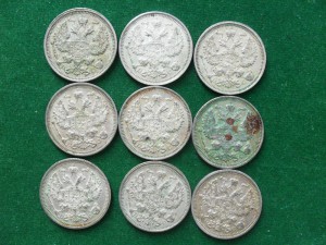 9 шт.20 коп.1915г,1916г.