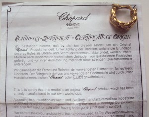 Золотые КЛИПСЫ 750пр с брюликами  фирма CHOPARD