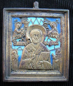 Литая иконка Николай Чюдотворец.