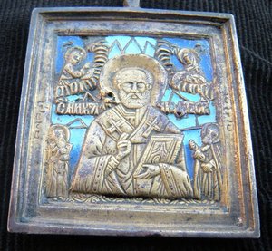 Литая иконка Николай Чюдотворец.