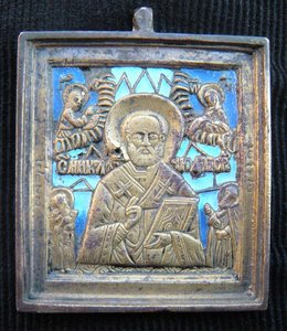 Литая иконка Николай Чюдотворец.