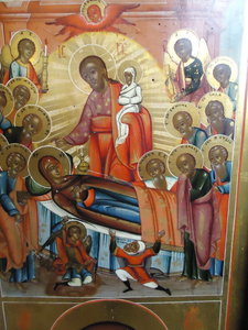 четырехчастная икона на золоте. ветка.