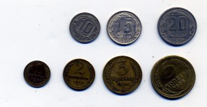 лот 1936 года 1,2,3,5,10,15,20 копеек