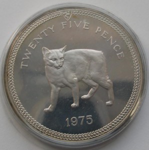 Остров МЭН серебро ПРУФ и АЦ 1975-1976 г с портретом Е II