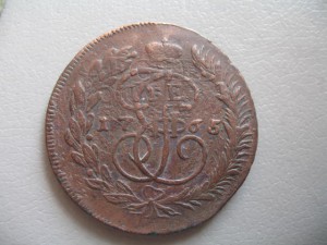 (5коп. 1765г. ММ перечекан.) Отложен.