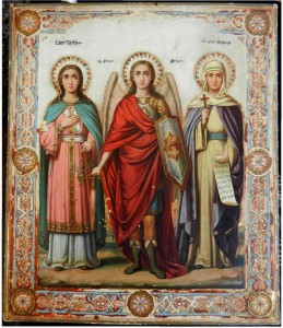 Архангел Михаил и святые Татьяна и Фаина.