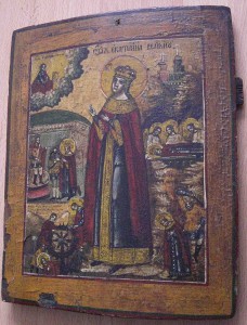 Икона Святой Екатерины с житием. 33,5х27,5