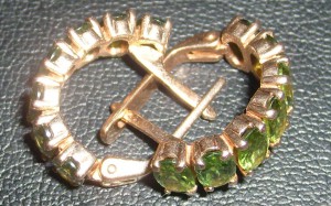 Красивейшие серьги с ХРИЗОЛИТОМ ! 585 проба